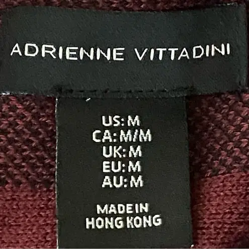 Adrienne Vittadini Burgundy & Black Buffalo Plaid Cowl Neck Sweater Medium EUC