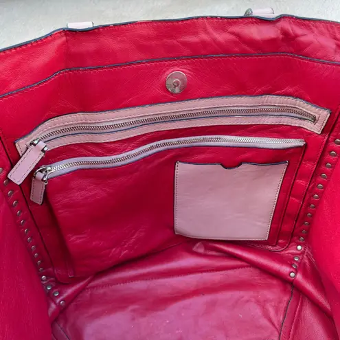 Valentino Garavani Valentino Rockstud peach beige soft smooth leather open shopper tote bag