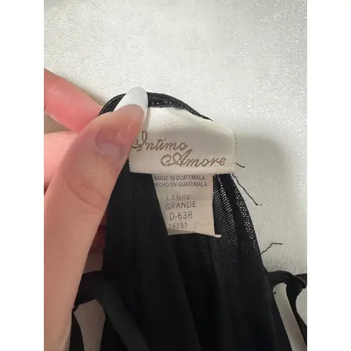 Vintage Rare Intimo Amore Black Lace Bodysuit Slip Dress Sheer Women's sz Large