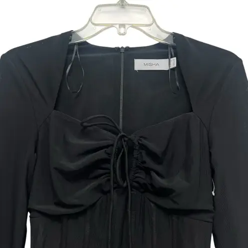 Misha Collection Paneled Corset Bodysuit Long Sleeve Bustier Boned Black Size 6