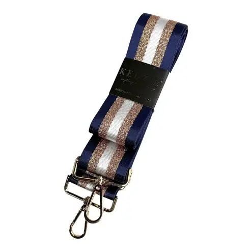 Kedzie BAG STRAP Racing Stripe Navy Blue Gold Hardware Crossbody Shoulder To 55"