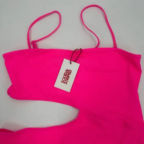 Solid & Striped Swimsuit SZ Large Cameron Cutout One Piece NWT Crinkle Rib Pink