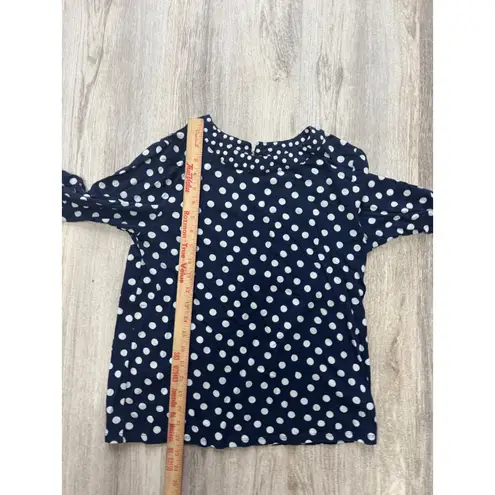 Boden Althea Flare Cuff Polk a Dot Top Size 8 Blue