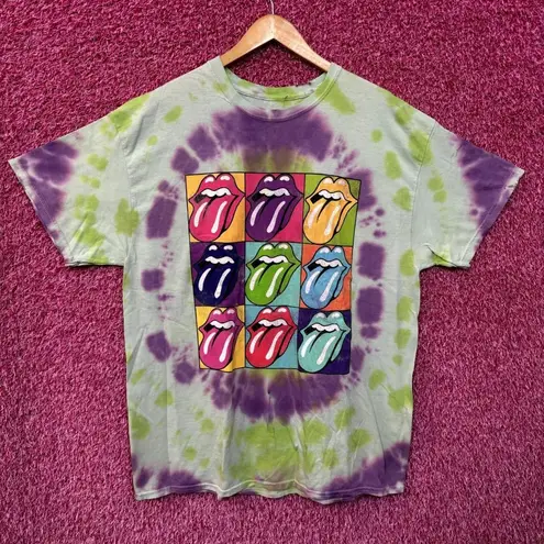 The Rolling Stones Hot Lips Warhol Pop Art Rock Tie Dye L