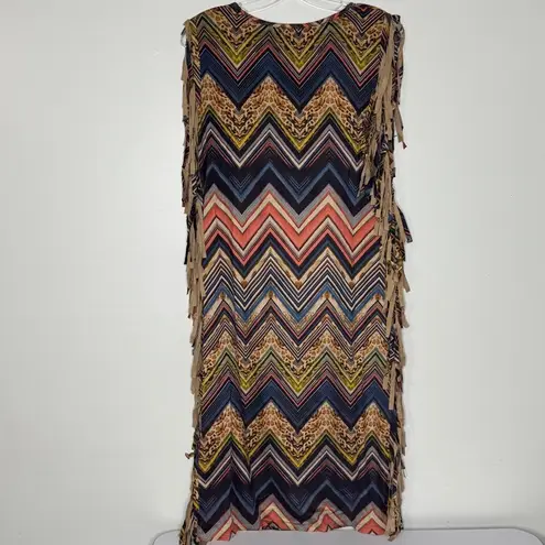 Tea N Rose Fringe Dress Sz S Chevron Stripe Aztec Southwest Cowgirl
