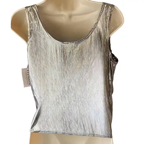 NWOT ~ Metallic Silver Mirrored Cropped Tank Top ~ Women's Size "One Size"
