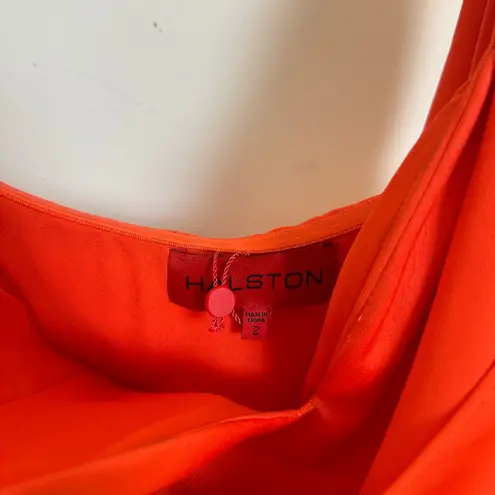 H by Halston HALSTON Roselle One-Shoulder Cotton Blend Crepe Gown in Orange Spice Size US 2
