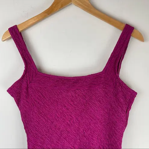 Vintage Y2K Magenta Textured Stretch One Piece Swimsuit Sz Large Pink