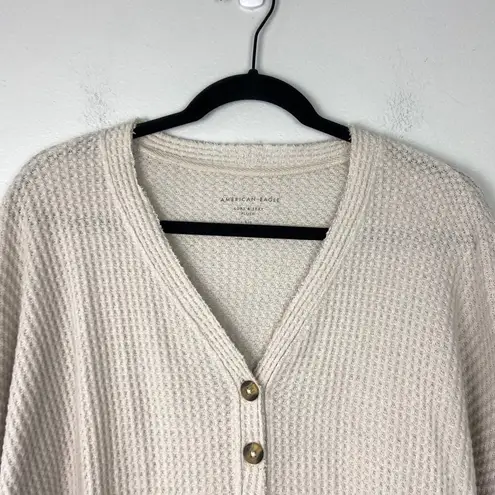 American Eagle Soft & Sexy Waffle Henley Shirt Long Sleeve Oversized Size Large