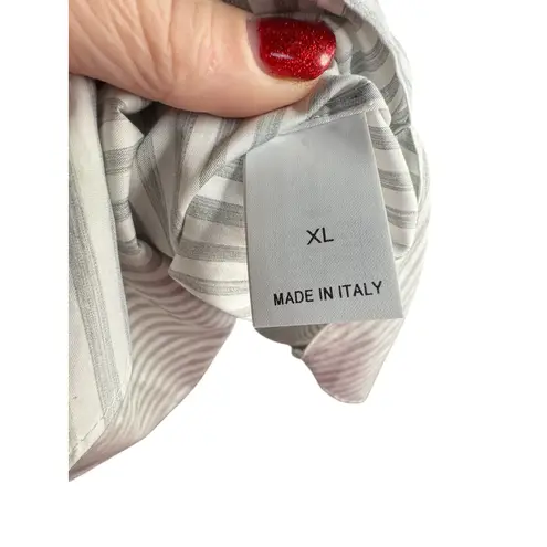 Brunello Cucinelli NWT Cotton Embellished Striped Shirt Dress in White Size XL