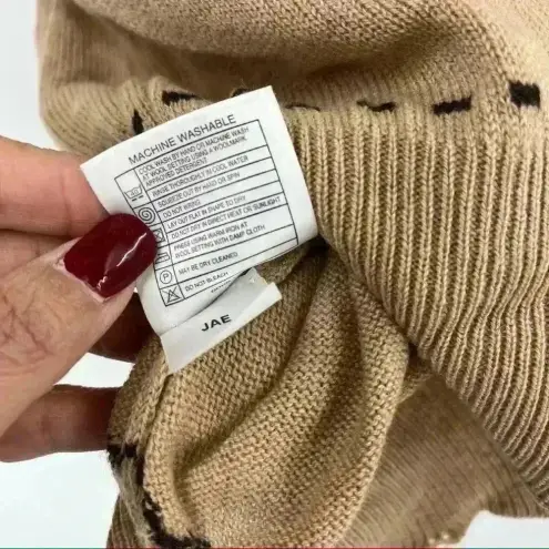 Pringle Embroidered Logo Lightweight Wool Sleeveless Vest Top Size Small Tan