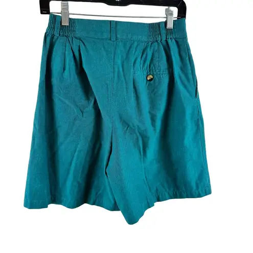 Vintage Pin Hi Arrow Teal Green High Waisted Cotton Lightweight Golf Shorts 10