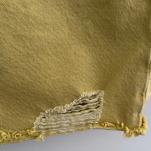 Jonathan Simkhai Distressed Yellow Jean Shorts Tan Size 30