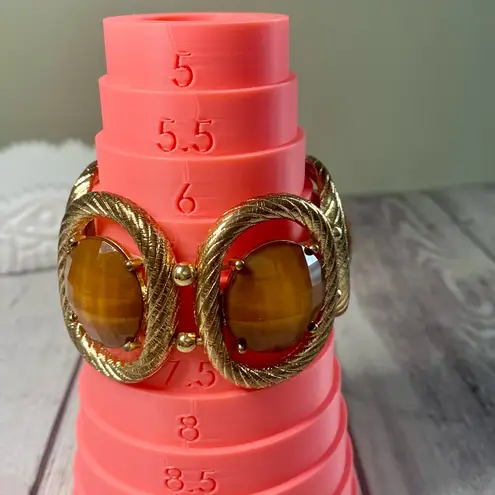 Vintage Mika Gold And Amber Colored Statement Necklace and Bracelet Set