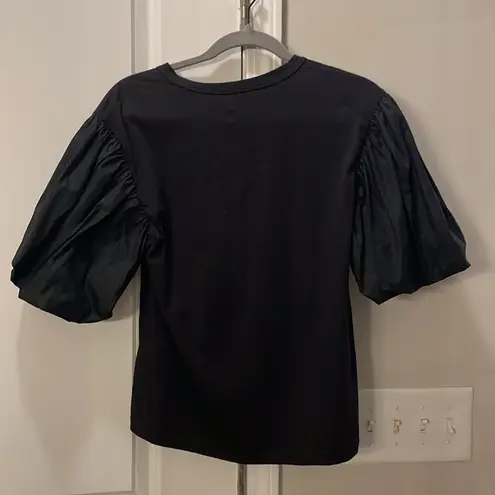 ALC Frank A.L.C. Black Cassandra Puff Balloon Taffeta Short Sleeve Tee Shirt xs black