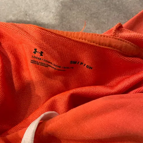 Under Armour  Size S Orange Coral Loose Fit Logo Pullover Hoodie Sweatshirt