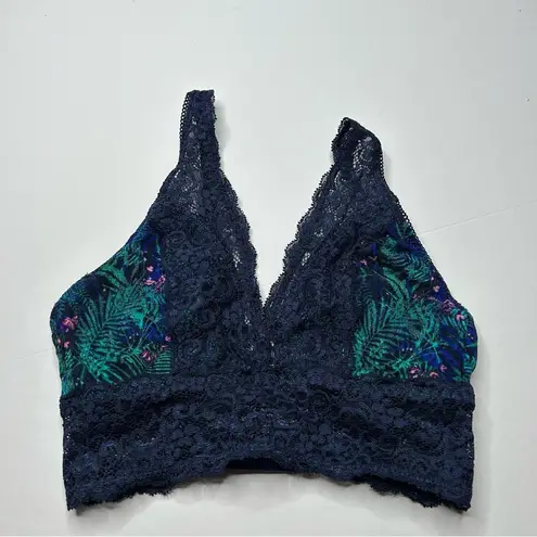 Soma Blue and Green Lace Bra bralette XS Teal Floral Design