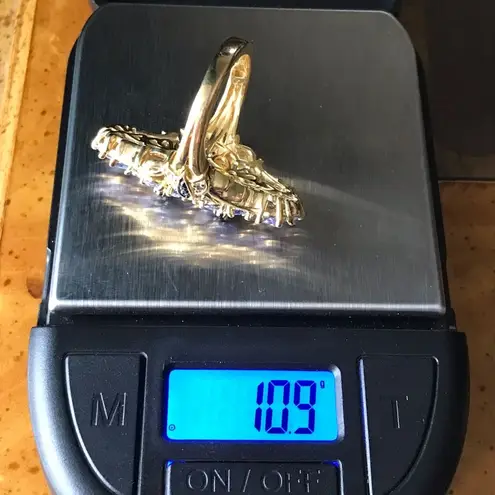 Natural Tanzanite Sterling Silver 18k Yellow Gold Vermeil Ring Size 8