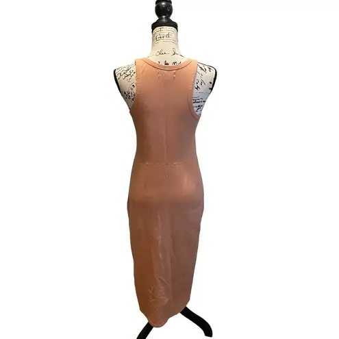 CLEO + WOLF Split side tank midi dress Beige Khaki Size Small Sleeveless NWOT Tan