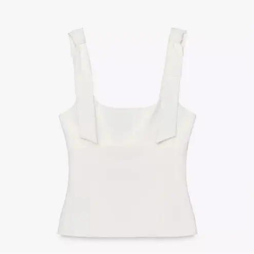 ZARA NWT bow straps structured white occasion fully lined thick top