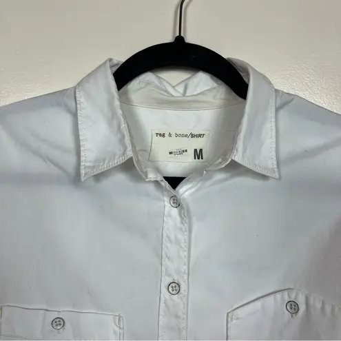 Rag and Bone  Classic Cotton Button Up Shirt Size Medium White Preppy Neutral thumbnail 2