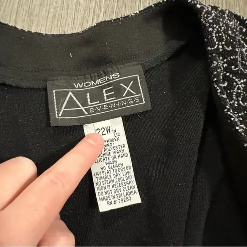Alex Evenings Black & Silver Glitter Sleeveless Dress & Matching Cardigan Sz 22W