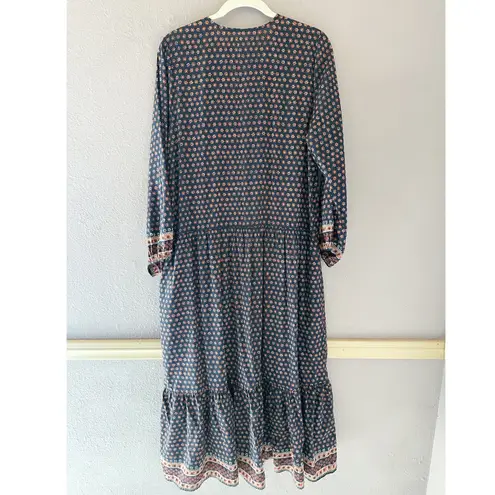 Trovata Birds of Paradis Tier Prairie Bohemian Silk Blend Dress Size Large