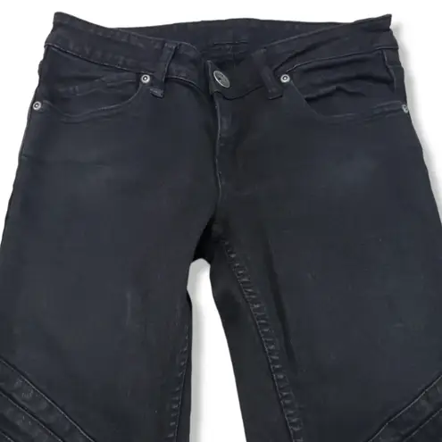 Dr. Denim Jeans Makers Size 29 27x30 Denise 101 Skinny Jeans Moto Ankle Zip Black Denim Pants