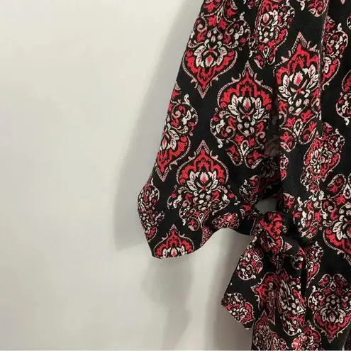 Krazy Kat V Neck 3/4 Tie Sleeve Blouse Size Large