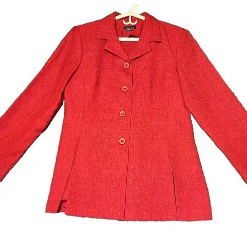 Leslie Fay Blazer Womens Size 12 Red Suit Jacket Button Shoulder Pad Vintage Y2K - Image 1