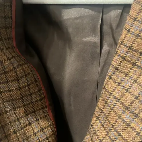 Sundance Brown Plaid Wool BlazerStudded Collar Boho Academia Grunge size 6