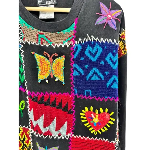 Vintage For Your America's Favorite Sweatshirt Crochet Patchwork‎ Boho Beaded L Size L