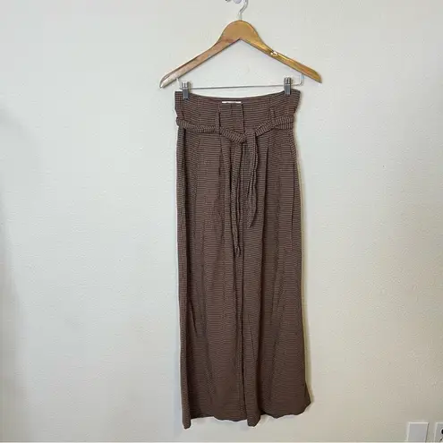 NANUSHKA Nevada Gingham Woven Wide Leg Pants In Brown Tie Waist Womens Size S
