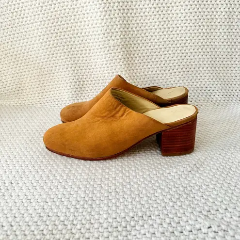 Nisolo Tan Suede All Day Heeled Mule Open Back Clog Pumps Women 7.5 Peru