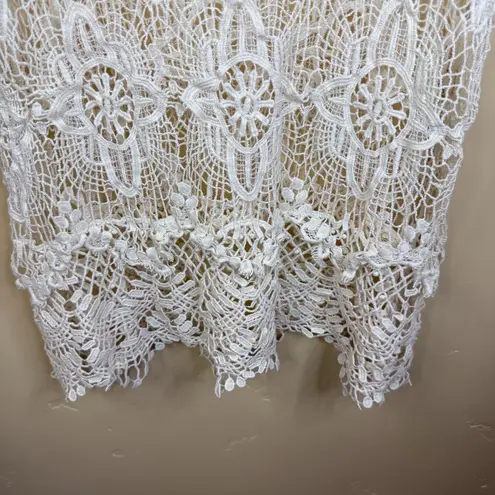 Bobeau Size Medium White Lace Crochet Swim Cover Up Mini Dress Beautiful Detail