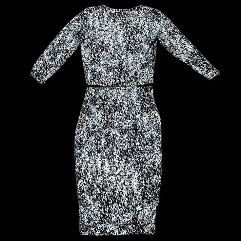 Nadia Tarr Skirt Top 2 piece SET Bodycon High Waisted Crop Splatter Print Small Black - Image 5