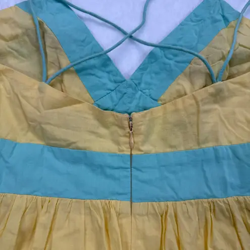 Boston Proper Embroidered Dress Beaded Cotton Sundress Yellow Summer Size 2