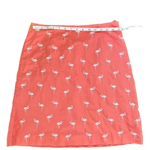 Talbots Vintage  Midi Lined Skirt Embroidered Flamingos Peach Size Medium 10