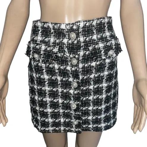 Jealous Tomato tweed checkered skirt