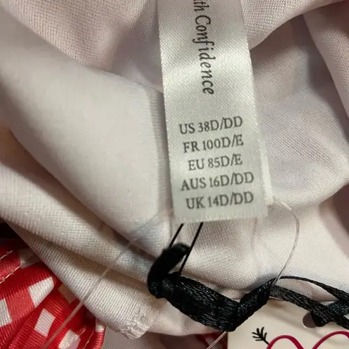 PEEK & BEAU FULLER BUST CUT OUT FRILL SWIMSUIT IN RED GINGHAM NWT 38D/DD