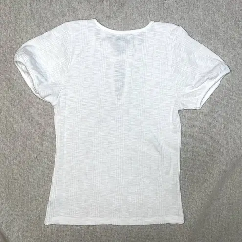 Free Assembly | White Tie Neck Top with Puff Sleeves | Small