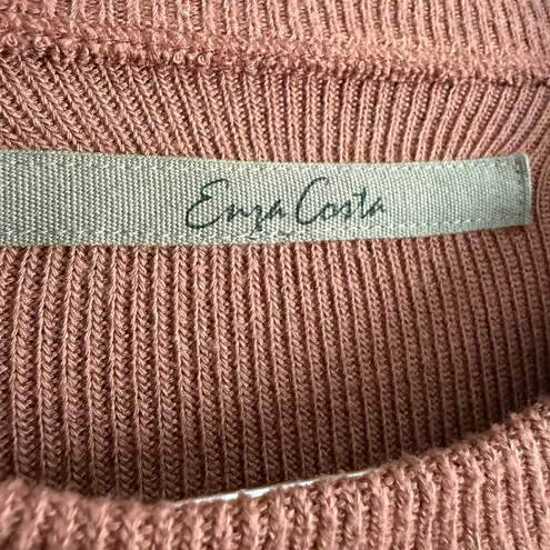 ENZO COSTA | Brown Long Sleeve Shirt RIb Knit | Extra Small Minimalist Size XS