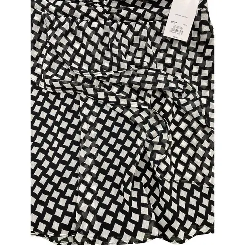 Nine West NEW  Ruffle‎ Side Zip Lined Skirt Black White Size XS Artsy Art To Wear