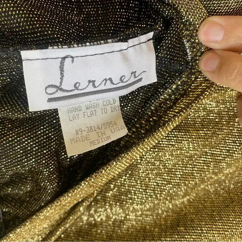 Vintage 80s Lerner gold lamé disco stretch stirrup pants Sz Medium