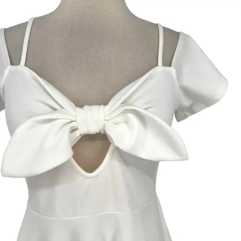 Privy Tie Front A-Line Mini Dress White Size Medium NWT