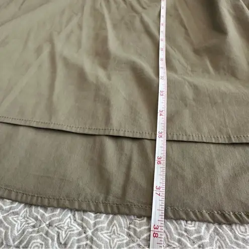 Bobeau Shift Midi Dress Olive Green Pullover Bell Sleeves Cotton Size L