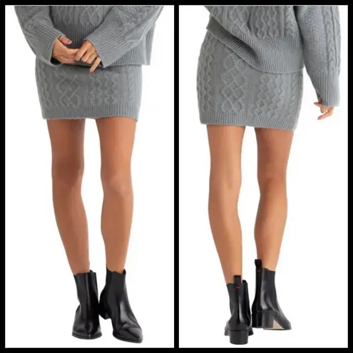 đź’•FAVORITE DAUGHTERđź’• Cable Knit Mini Skirt Wool Cashmere Storm Cloud Grey L NWT Gray Size L
