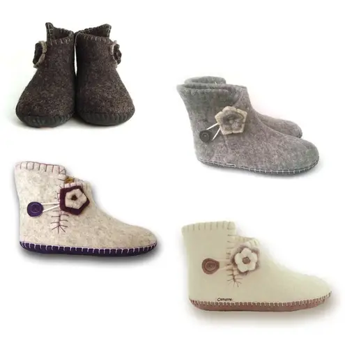 Purple Floral Clemente Wool Slipper Bootie Size 7