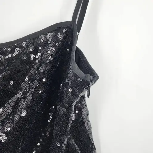 WAYF Emma Rose Top Women's Small Black Sequin Crop Sleeveless Blouse