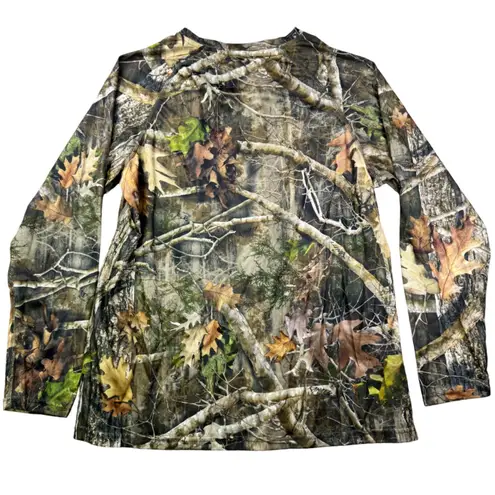 SHE Outdoor Womens XL Camo Long Sleeve V Neck T Shirt Hunting Casual Green